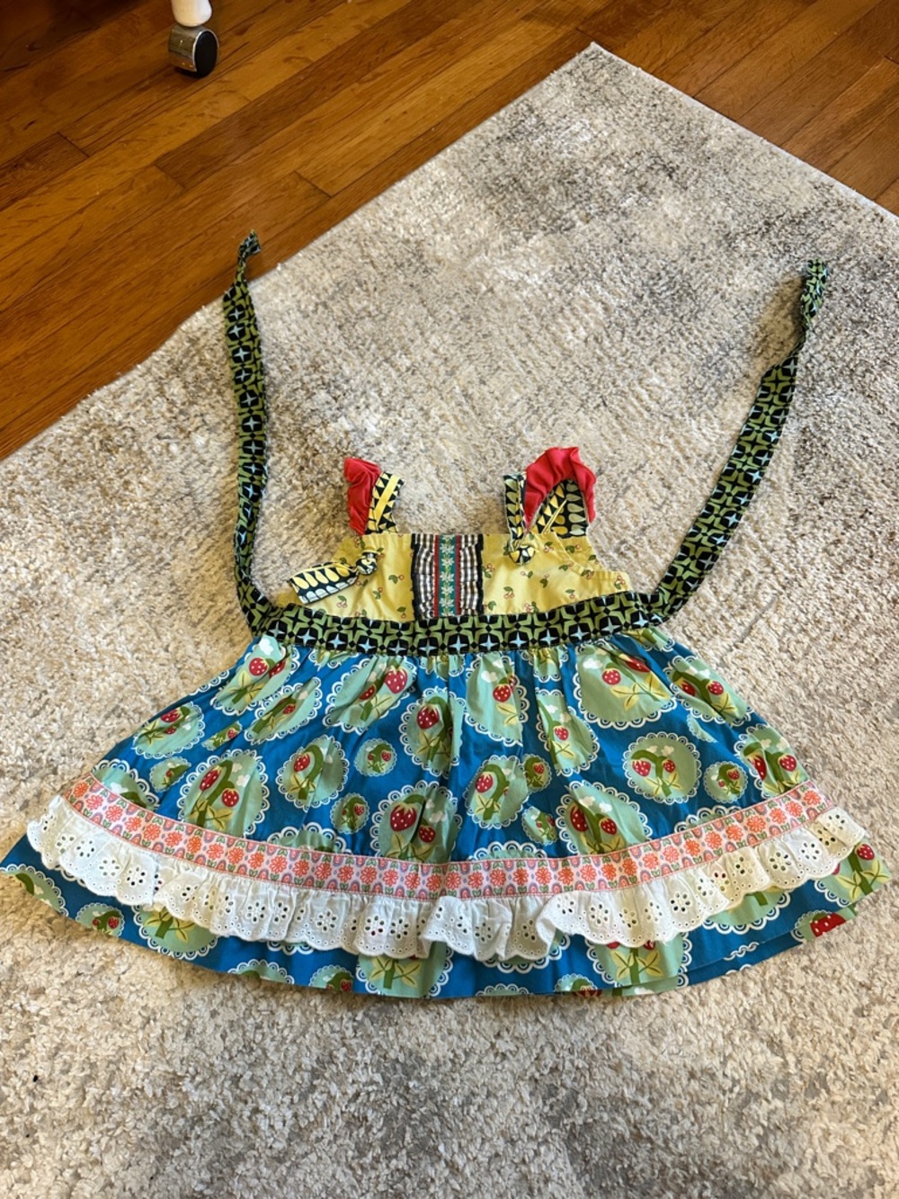Matilda Jane Blue Green Yellow Floral Ruffle Dress